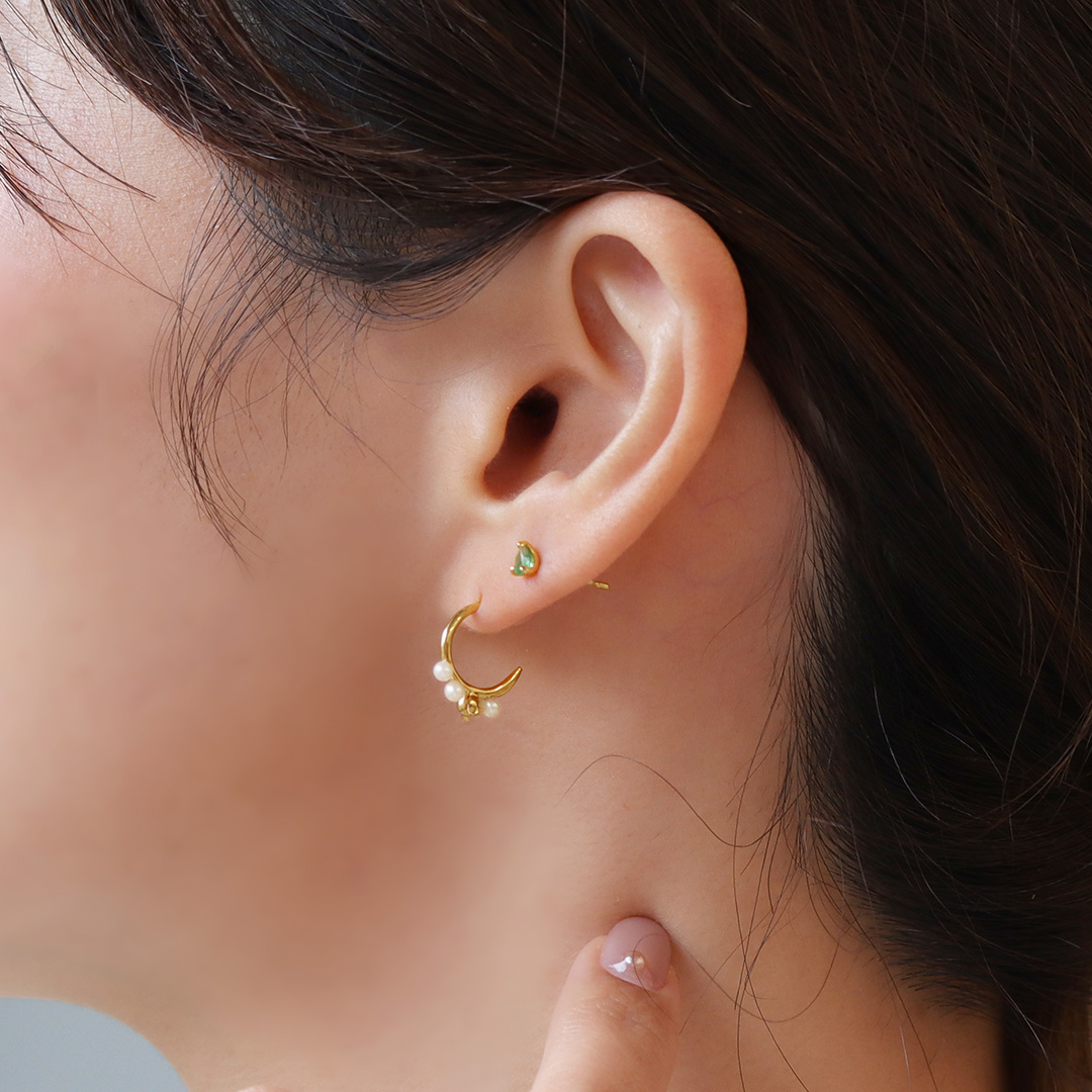 ビズー公式】【即納商品】淡水パール K18(18金) フープピアス | 希少石 ビズー公式】【即納商品】淡水パール K18(18金) フープピアス | 希少石